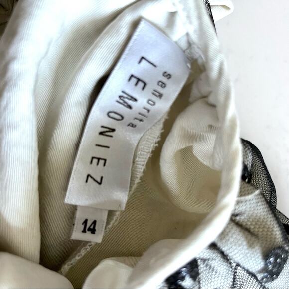 SENORITA LEMONIEZ - Gloria black white tulle tiny hearts designer dress size 14 - Picture 6 of 7